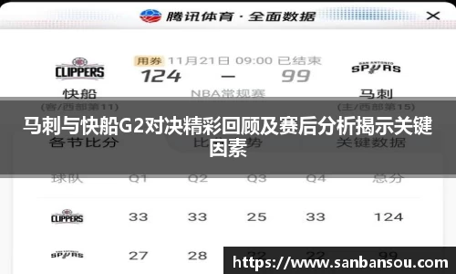 马刺与快船G2对决精彩回顾及赛后分析揭示关键因素